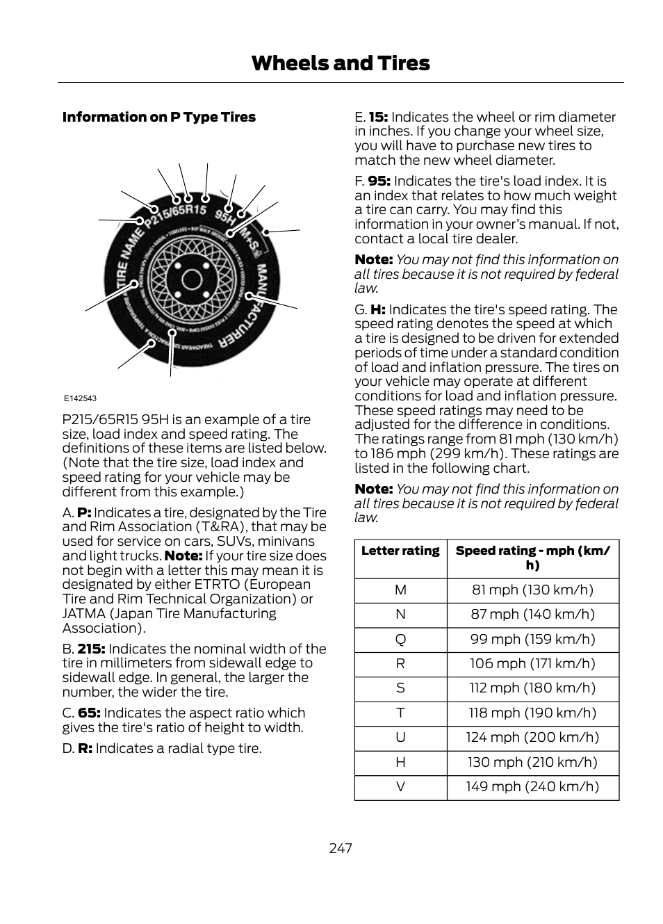 Wheels and tires | FORD 2013 Escape v.1 User Manual | Page 247 / 423