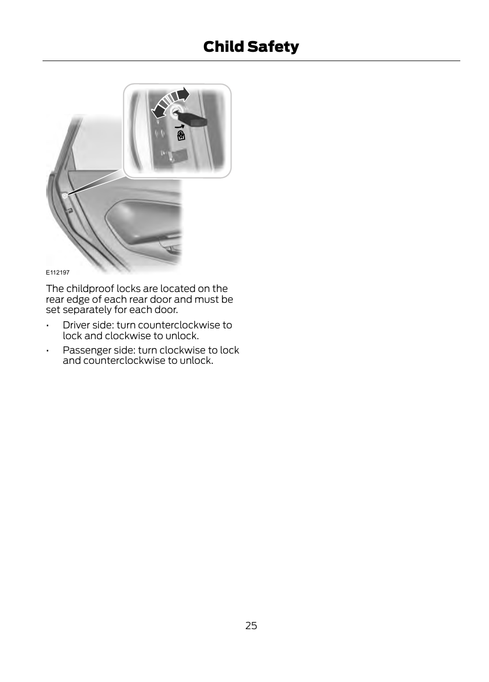 Child safety | FORD 2013 Escape v.1 User Manual | Page 25 / 423