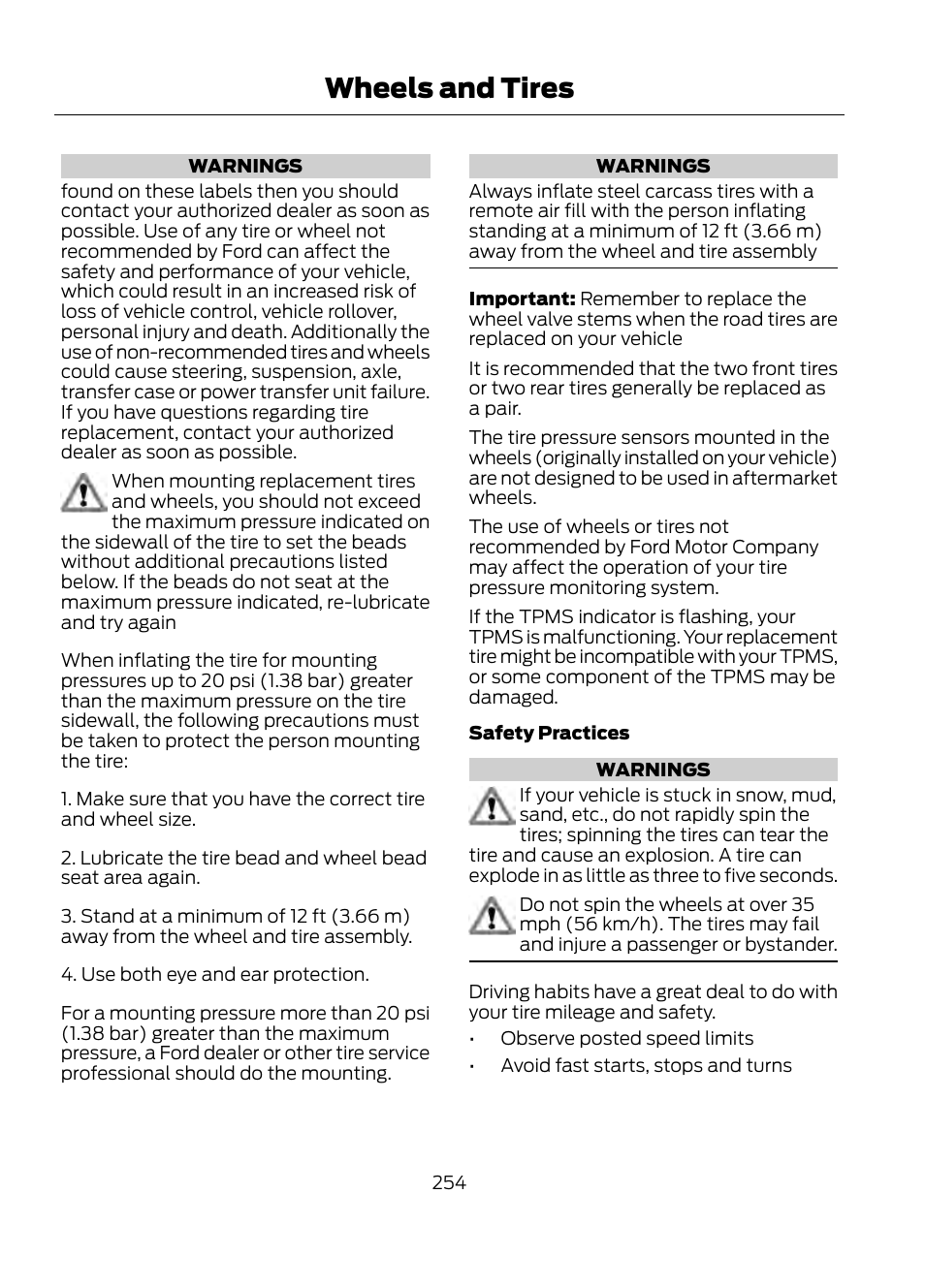 Wheels and tires | FORD 2013 Escape v.1 User Manual | Page 254 / 423