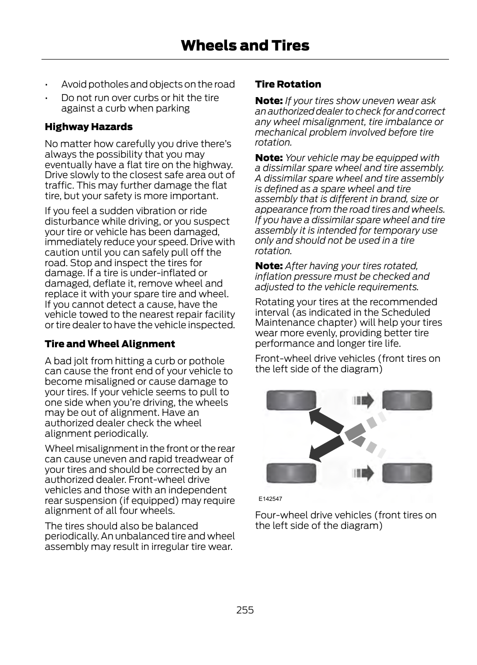 Wheels and tires | FORD 2013 Escape v.1 User Manual | Page 255 / 423