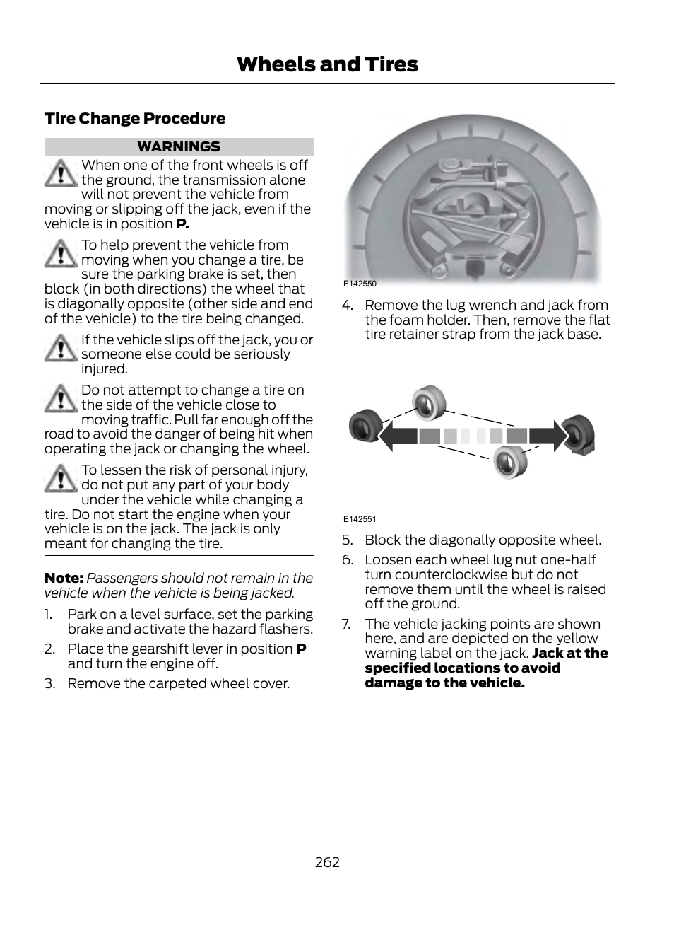 Wheels and tires | FORD 2013 Escape v.1 User Manual | Page 262 / 423