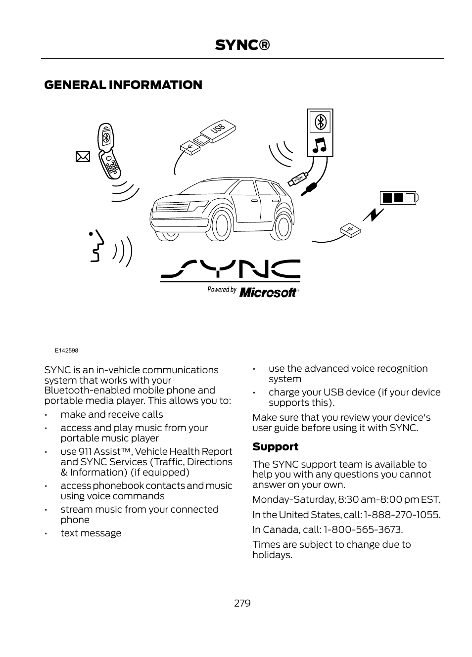 Sync, General information | FORD 2013 Escape v.1 User Manual | Page 279 / 423