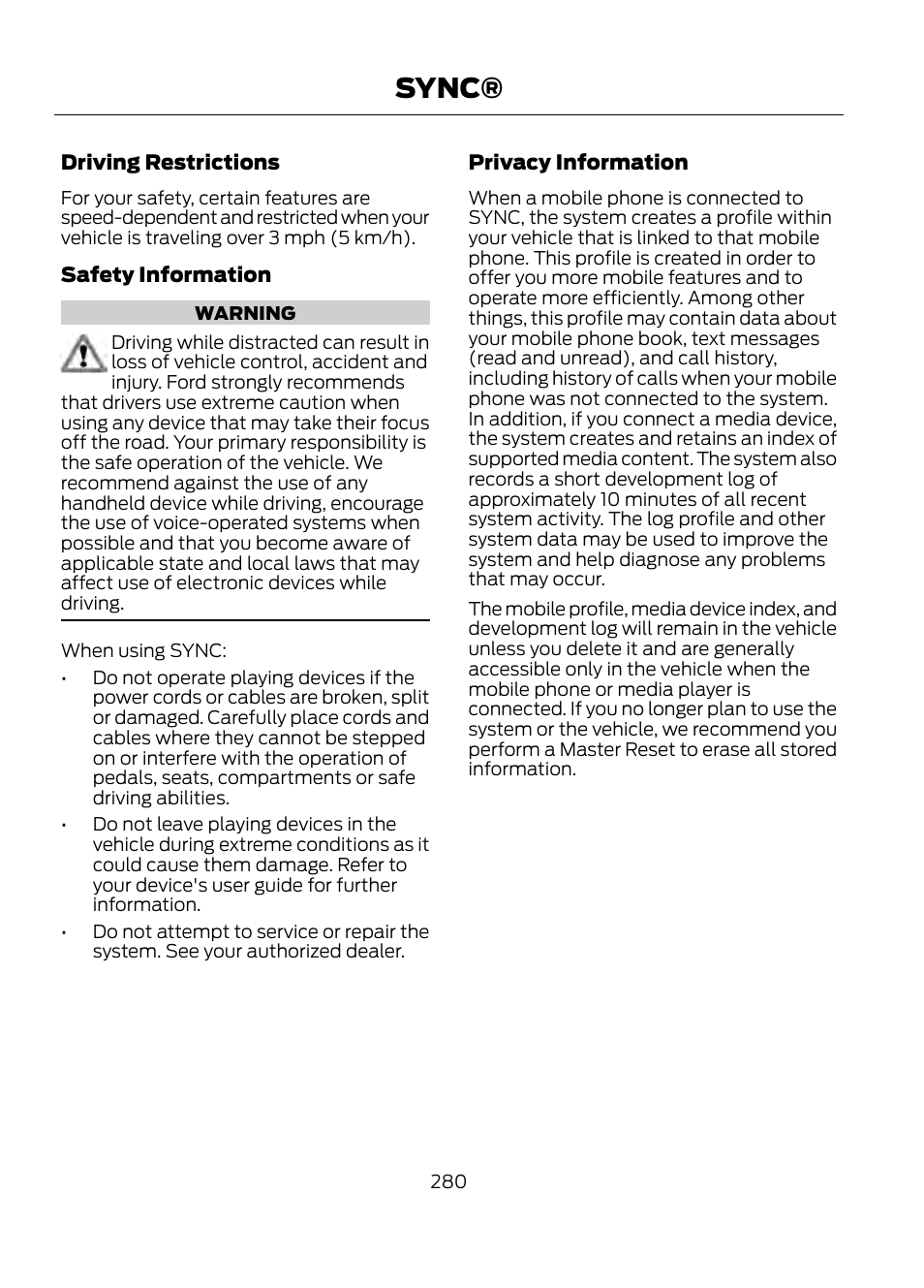 Sync | FORD 2013 Escape v.1 User Manual | Page 280 / 423