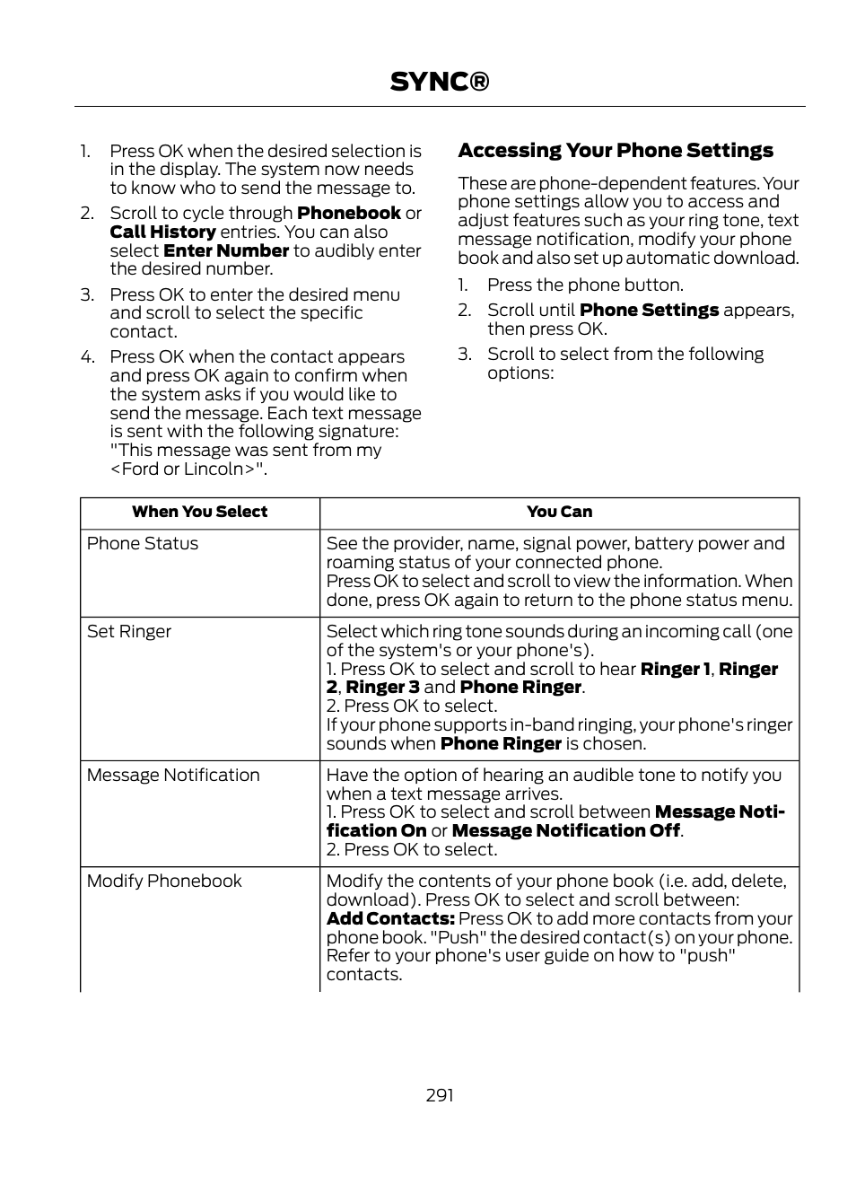 Sync | FORD 2013 Escape v.1 User Manual | Page 291 / 423