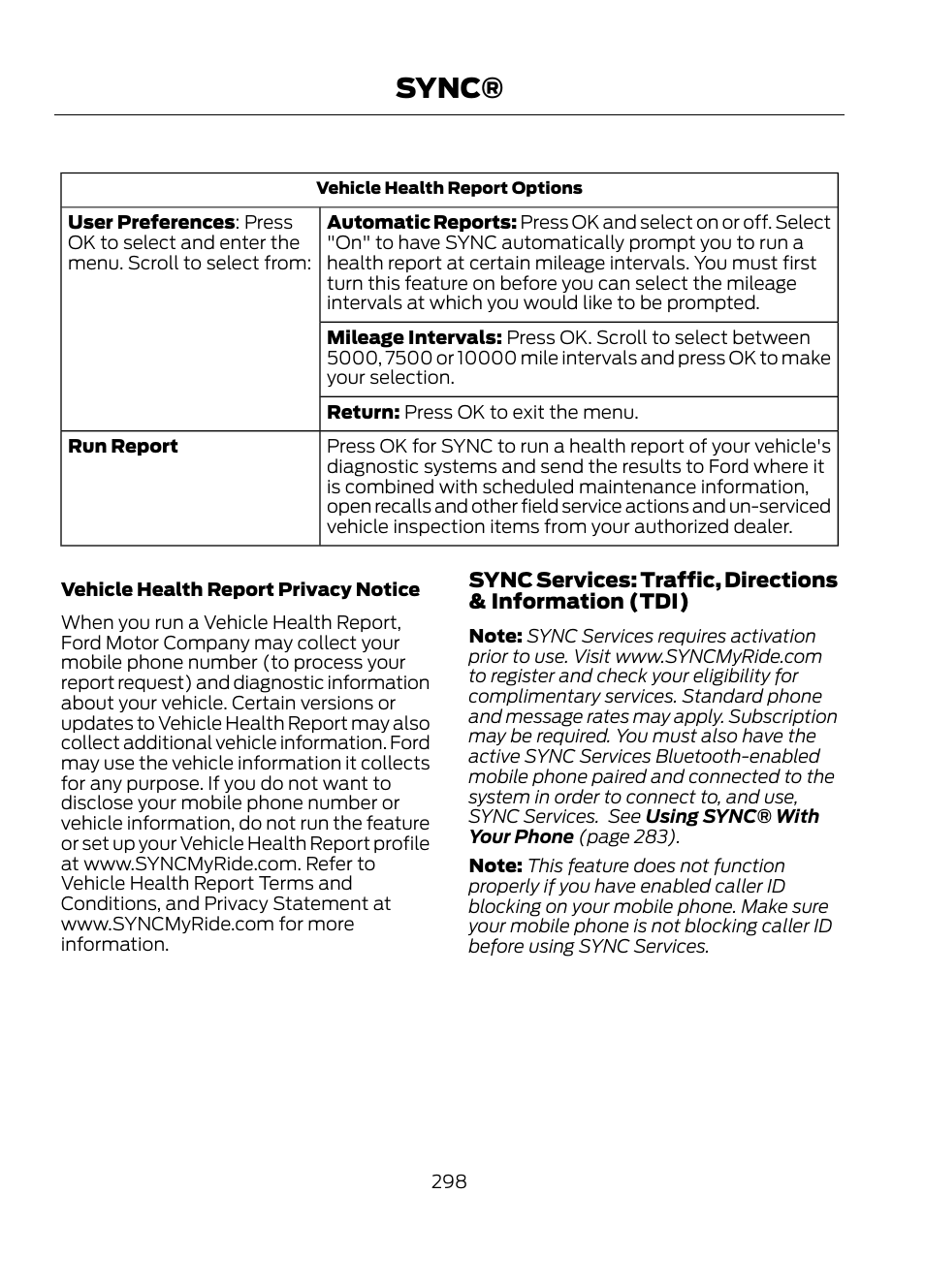 Sync | FORD 2013 Escape v.1 User Manual | Page 298 / 423