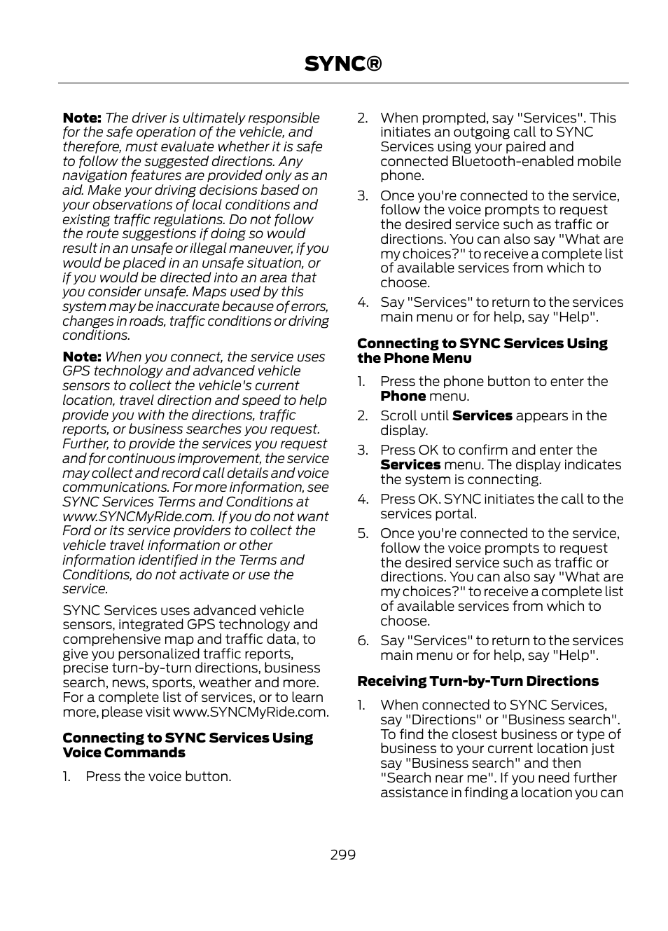 Sync | FORD 2013 Escape v.1 User Manual | Page 299 / 423