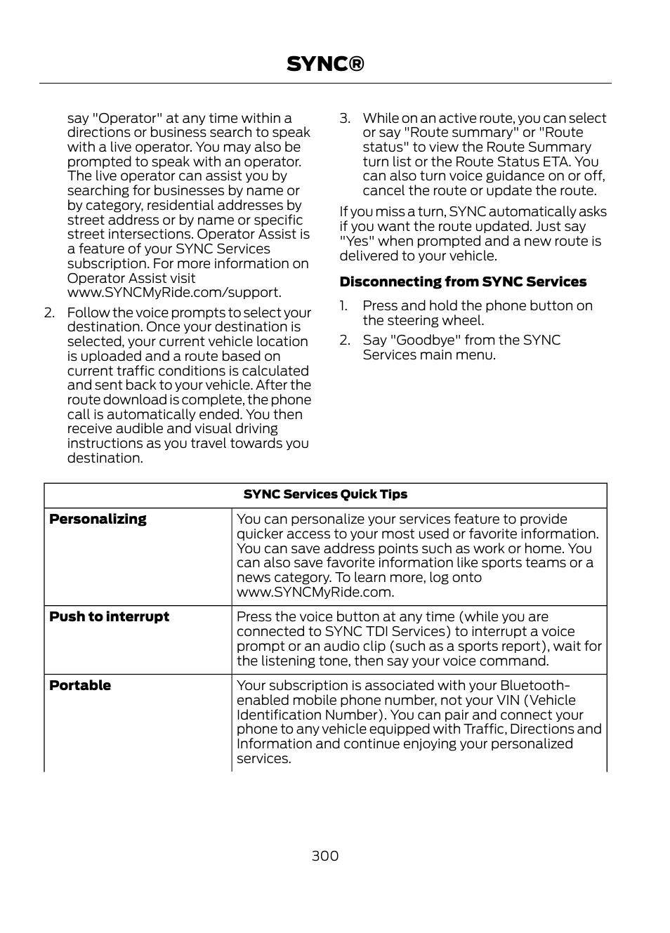 Sync | FORD 2013 Escape v.1 User Manual | Page 300 / 423