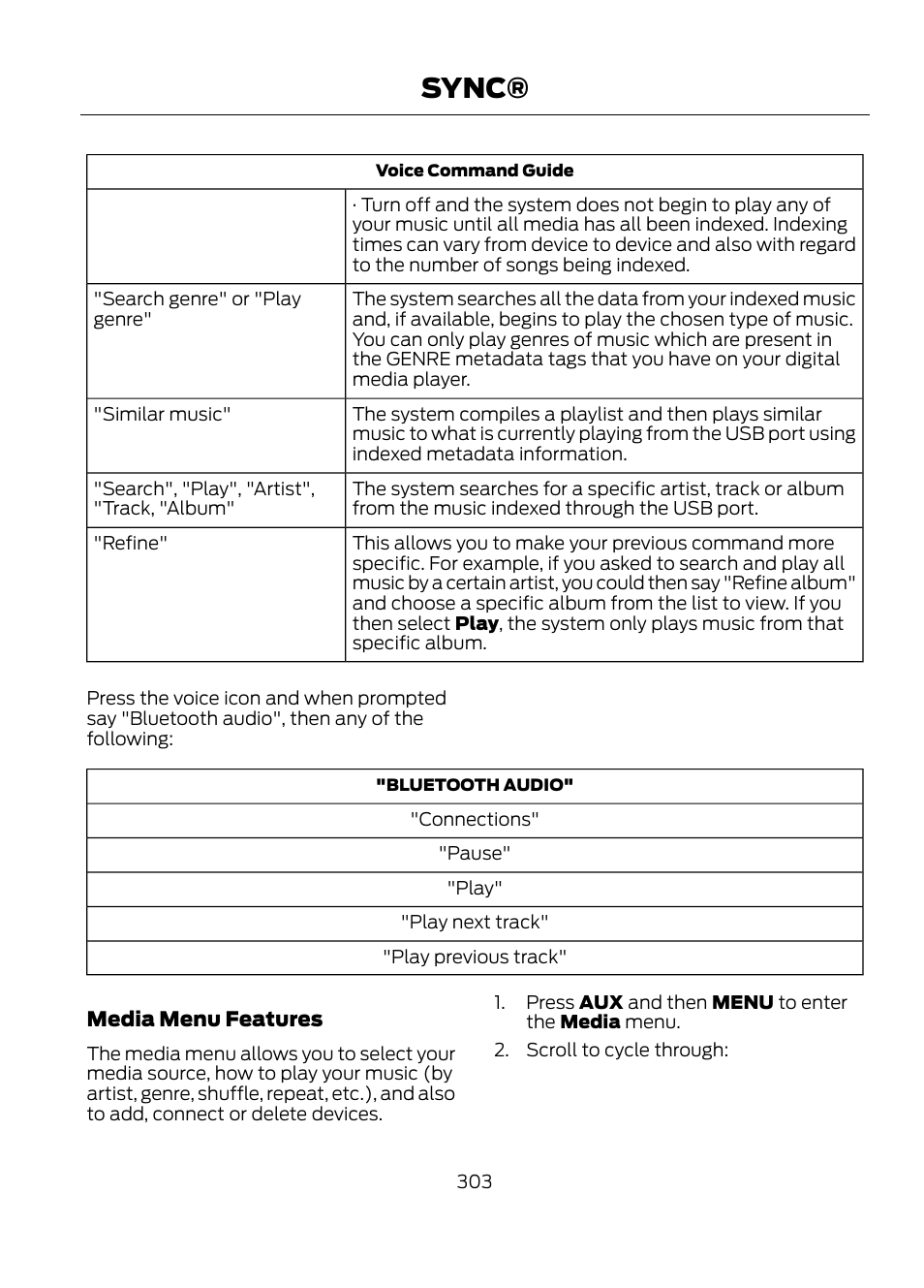 Sync | FORD 2013 Escape v.1 User Manual | Page 303 / 423