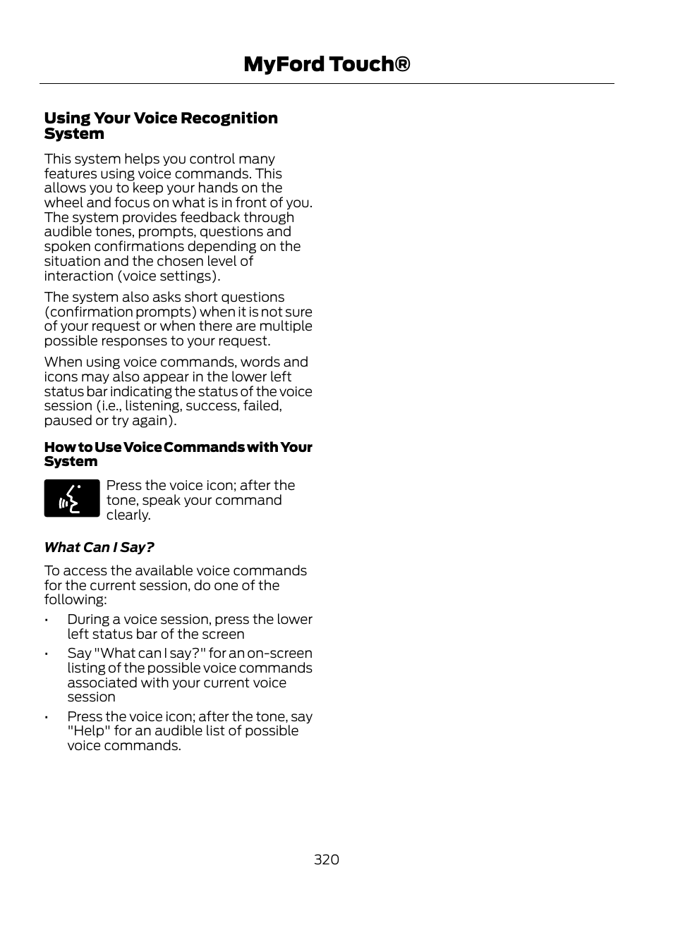 Myford touch | FORD 2013 Escape v.1 User Manual | Page 320 / 423