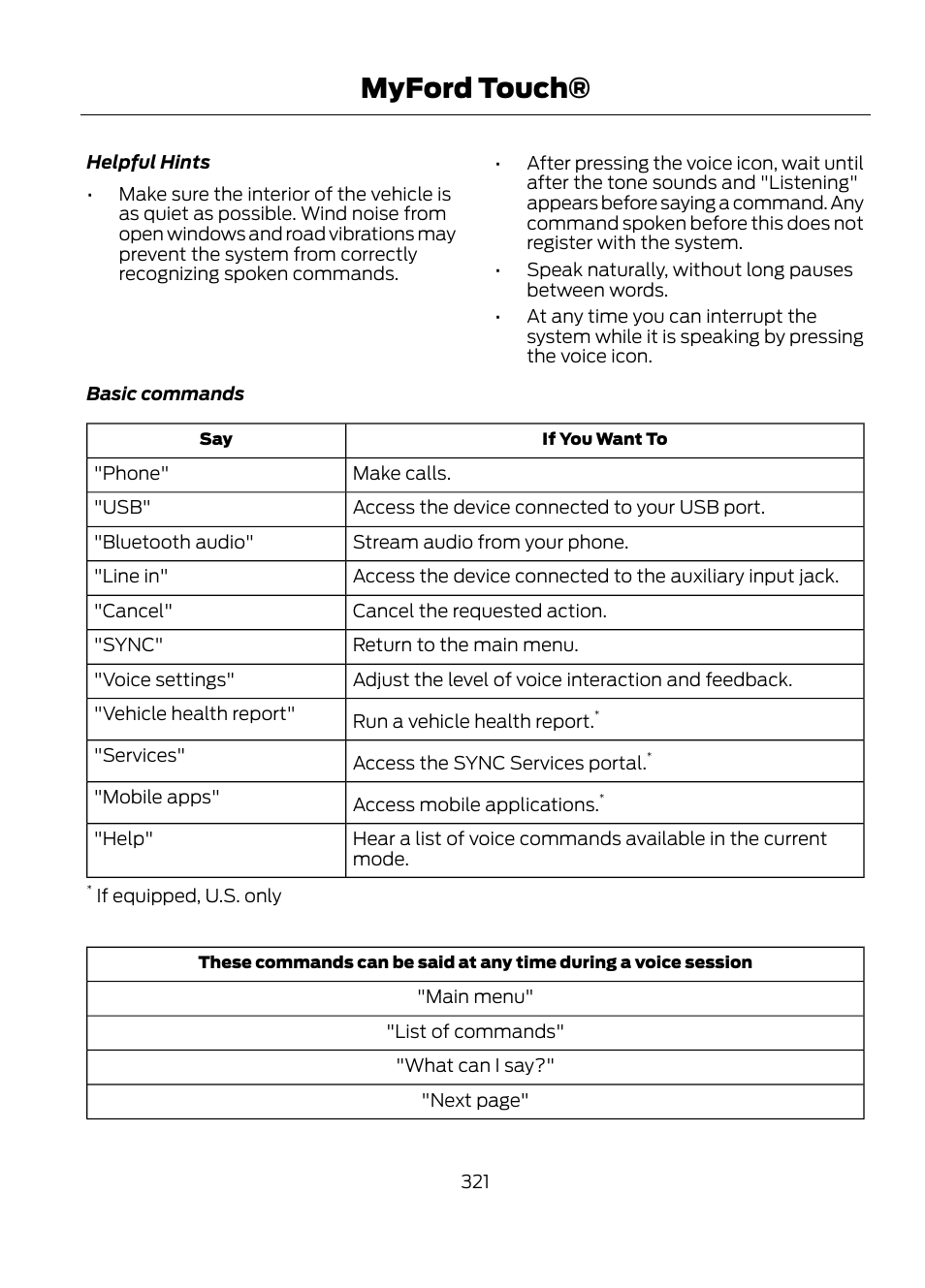 Myford touch | FORD 2013 Escape v.1 User Manual | Page 321 / 423