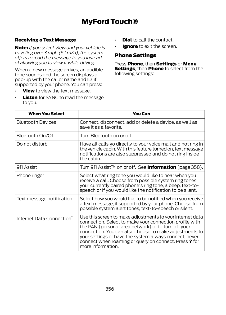 Myford touch | FORD 2013 Escape v.1 User Manual | Page 356 / 423