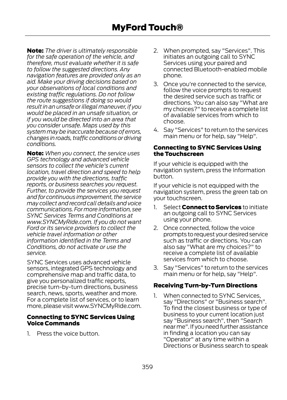 Myford touch | FORD 2013 Escape v.1 User Manual | Page 359 / 423