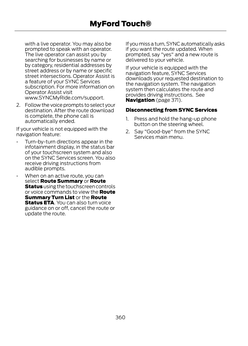 Myford touch | FORD 2013 Escape v.1 User Manual | Page 360 / 423