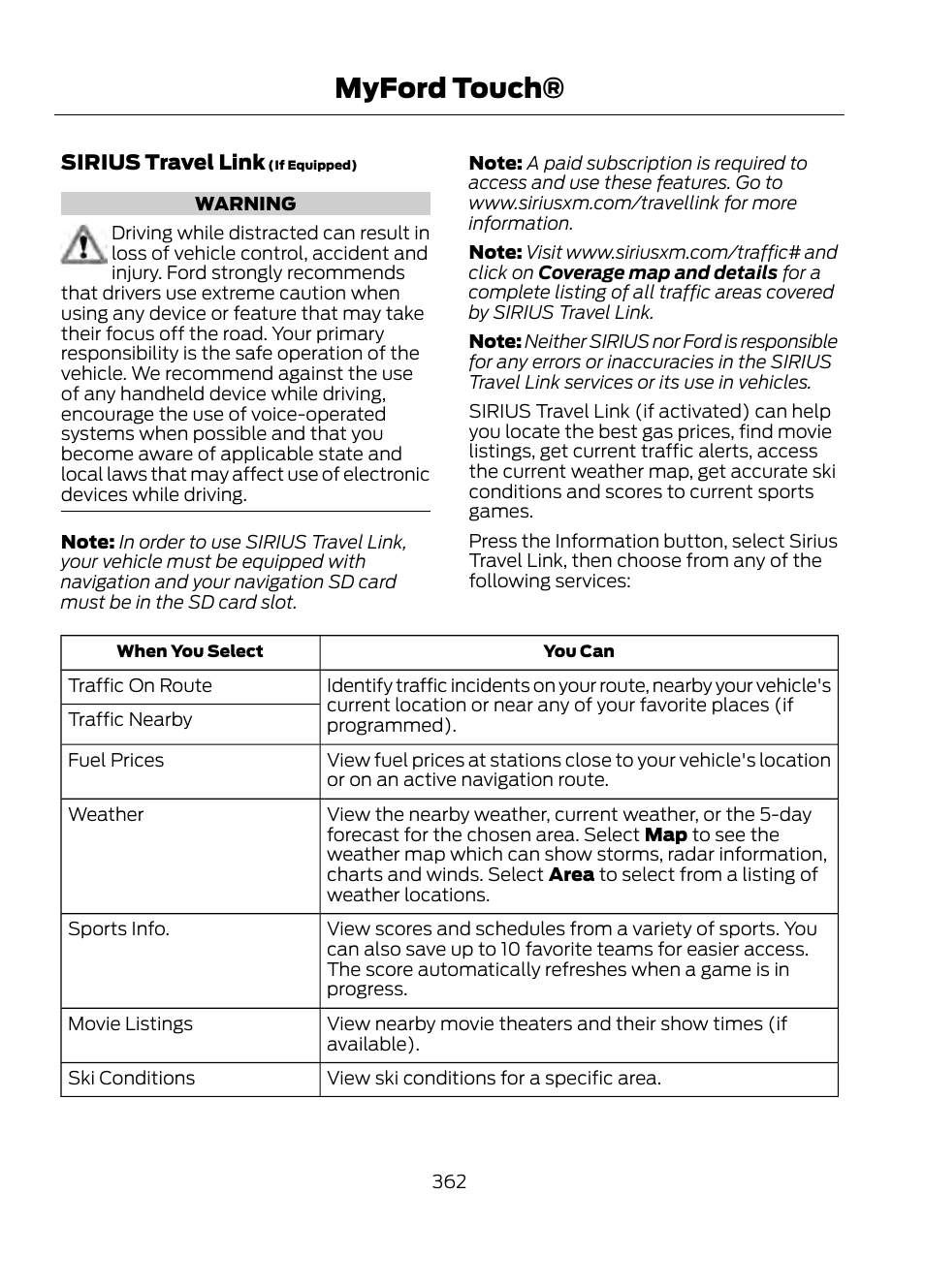 Myford touch | FORD 2013 Escape v.1 User Manual | Page 362 / 423