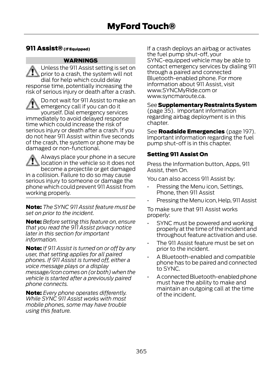 Myford touch | FORD 2013 Escape v.1 User Manual | Page 365 / 423