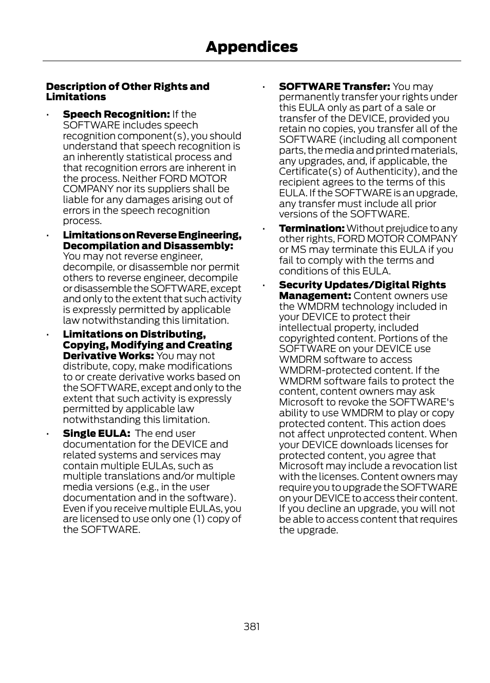 Appendices | FORD 2013 Escape v.1 User Manual | Page 381 / 423