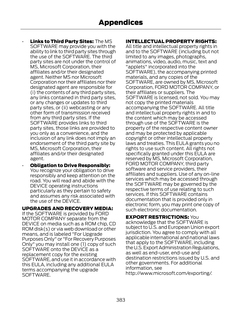 Appendices | FORD 2013 Escape v.1 User Manual | Page 383 / 423