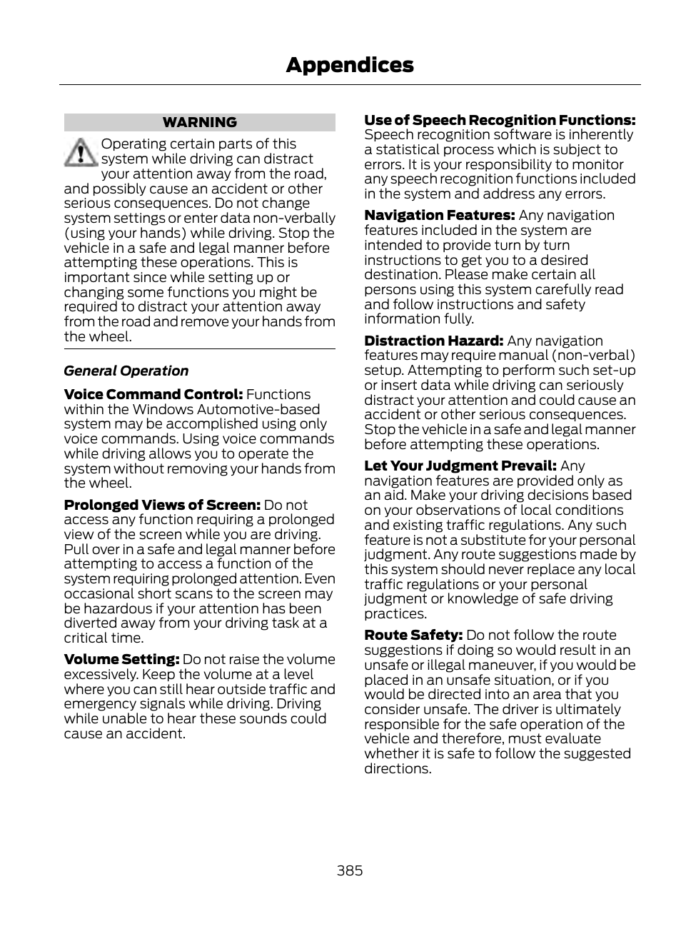 Appendices | FORD 2013 Escape v.1 User Manual | Page 385 / 423