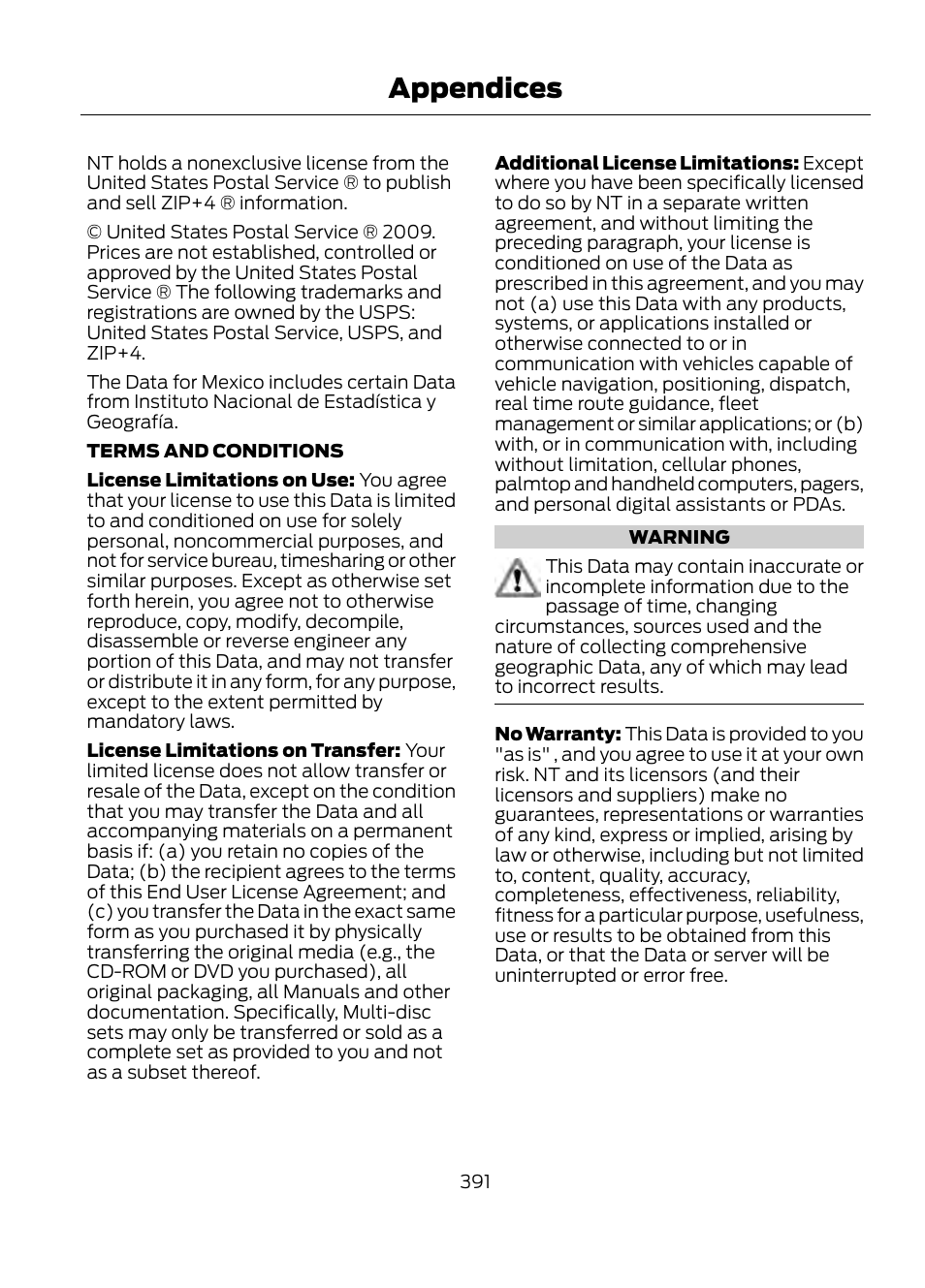 Appendices | FORD 2013 Escape v.1 User Manual | Page 391 / 423