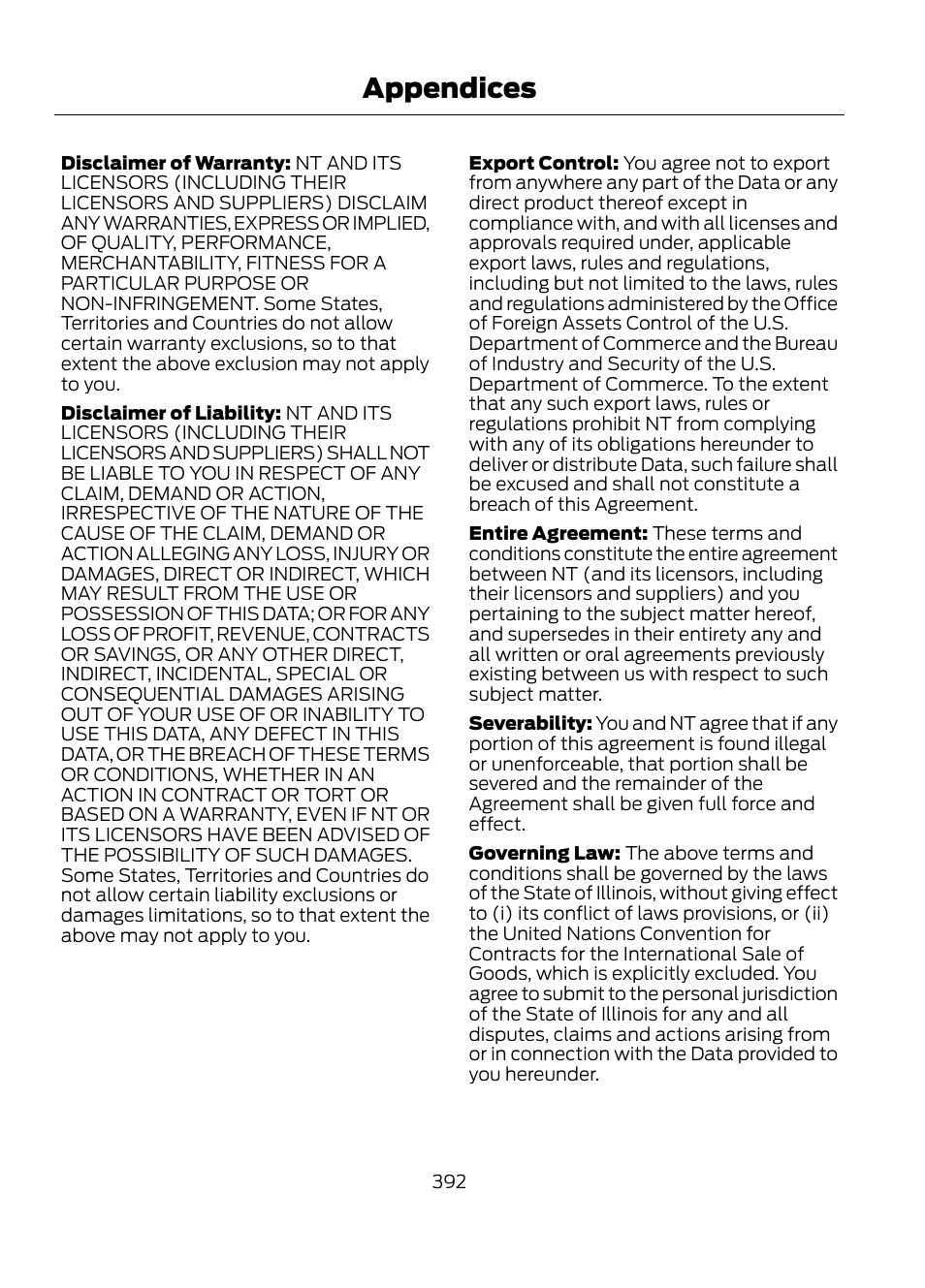 Appendices | FORD 2013 Escape v.1 User Manual | Page 392 / 423