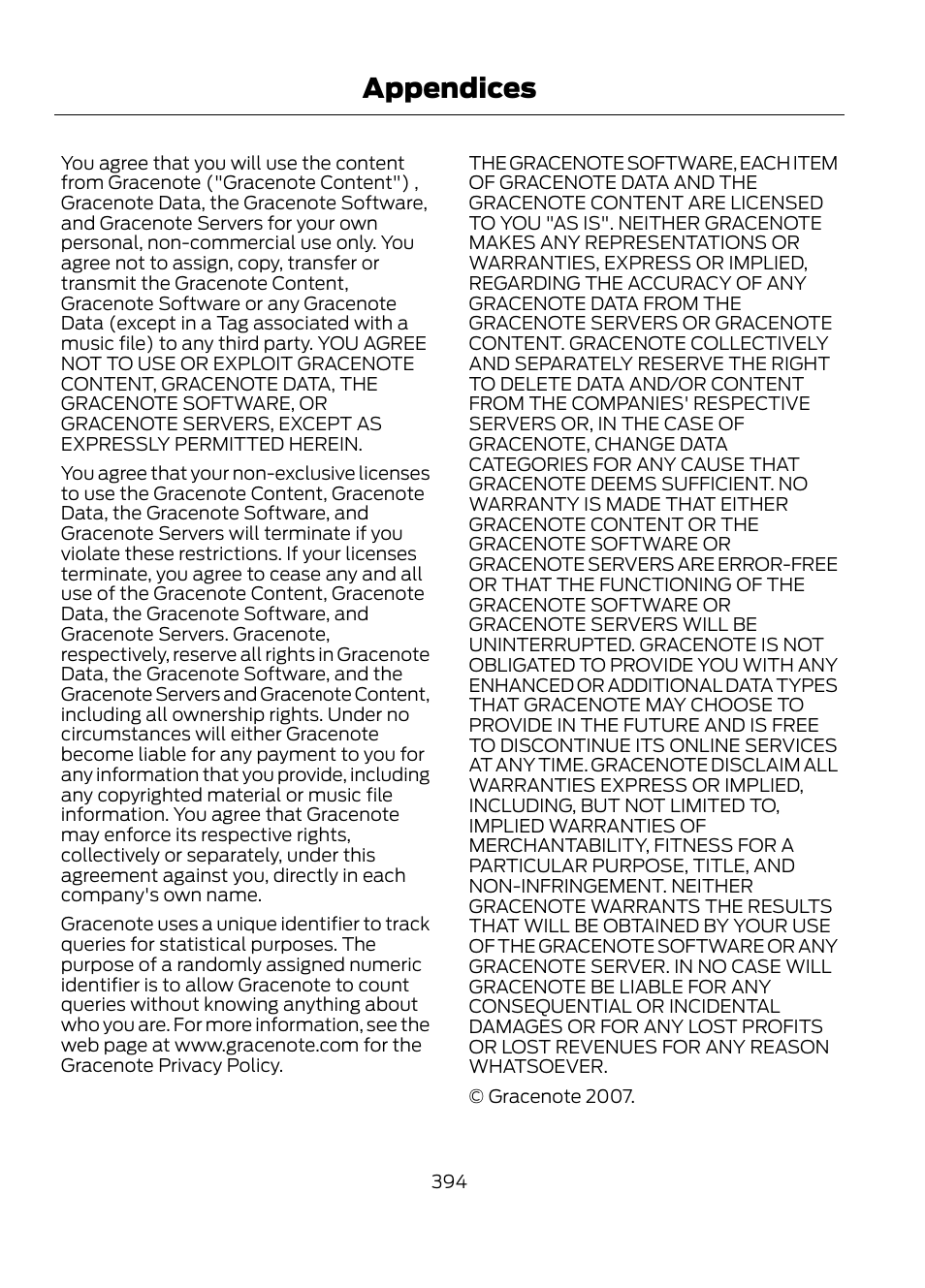 Appendices | FORD 2013 Escape v.1 User Manual | Page 394 / 423