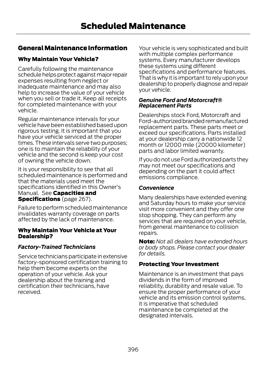 Scheduled maintenance | FORD 2013 Escape v.1 User Manual | Page 396 / 423