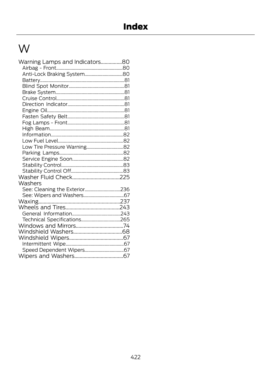 Index | FORD 2013 Escape v.1 User Manual | Page 422 / 423