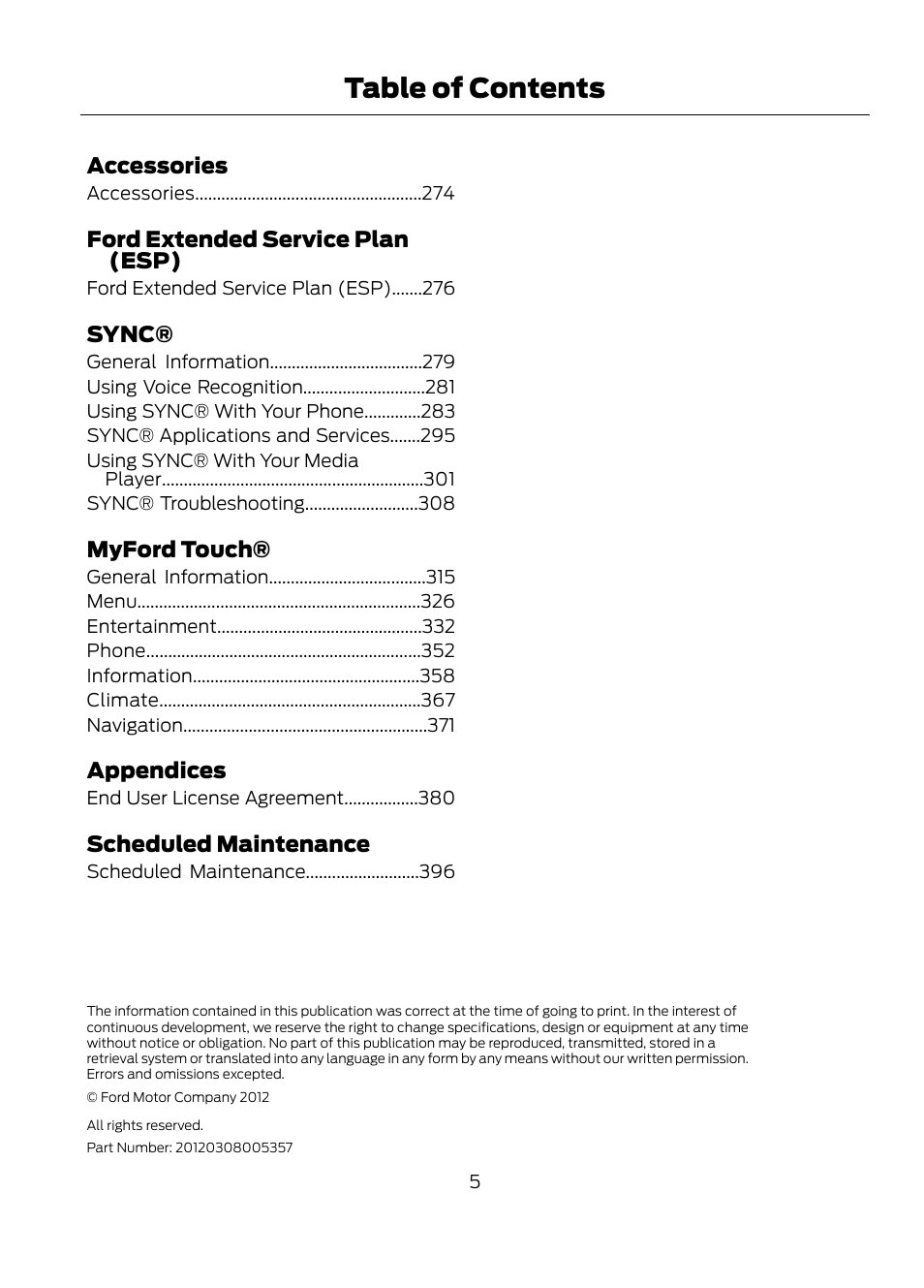 FORD 2013 Escape v.1 User Manual | Page 5 / 423