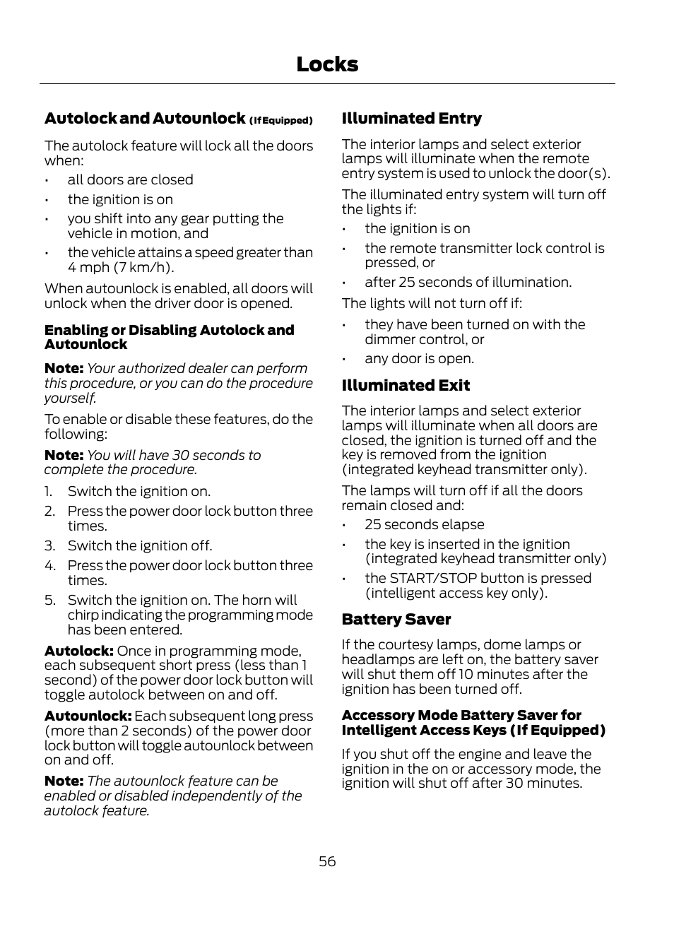 Locks | FORD 2013 Escape v.1 User Manual | Page 56 / 423