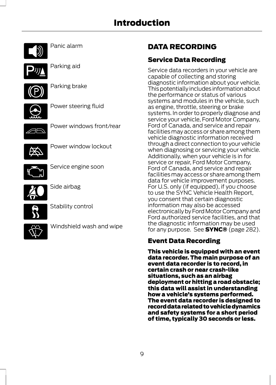 Data recording, Introduction | FORD 2013 Escape v.2 User Manual | Page 12 / 432