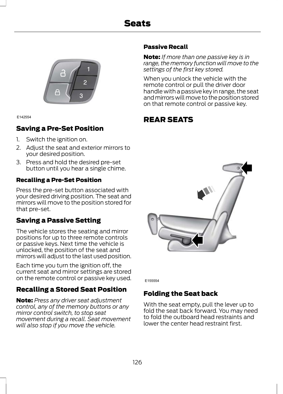 Rear seats, Seats | FORD 2013 Escape v.2 User Manual | Page 129 / 432