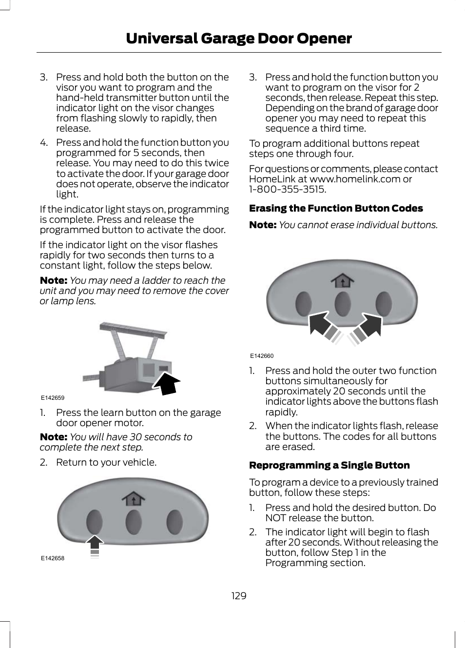 Universal garage door opener | FORD 2013 Escape v.2 User Manual | Page 132 / 432