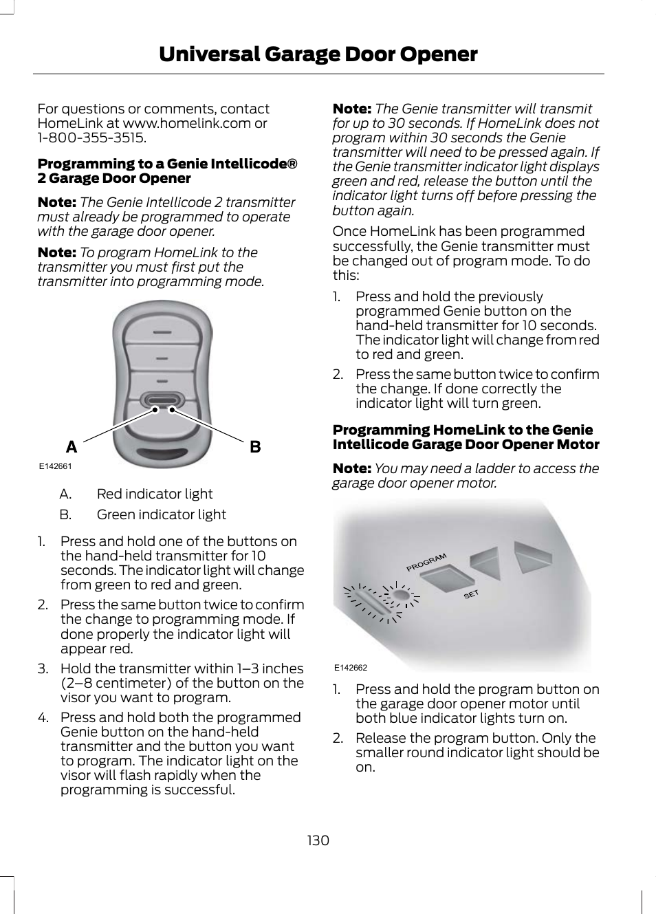 Universal garage door opener | FORD 2013 Escape v.2 User Manual | Page 133 / 432