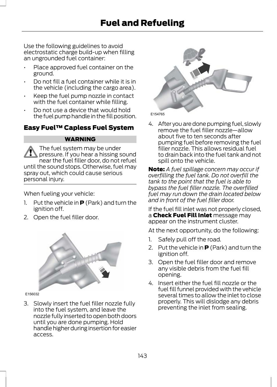 Fuel and refueling | FORD 2013 Escape v.2 User Manual | Page 146 / 432