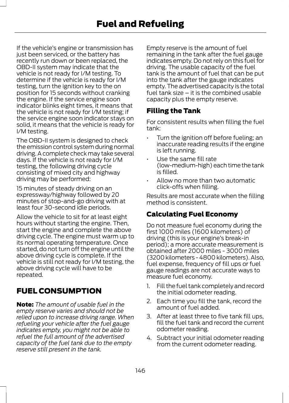 Fuel consumption, Fuel and refueling | FORD 2013 Escape v.2 User Manual | Page 149 / 432