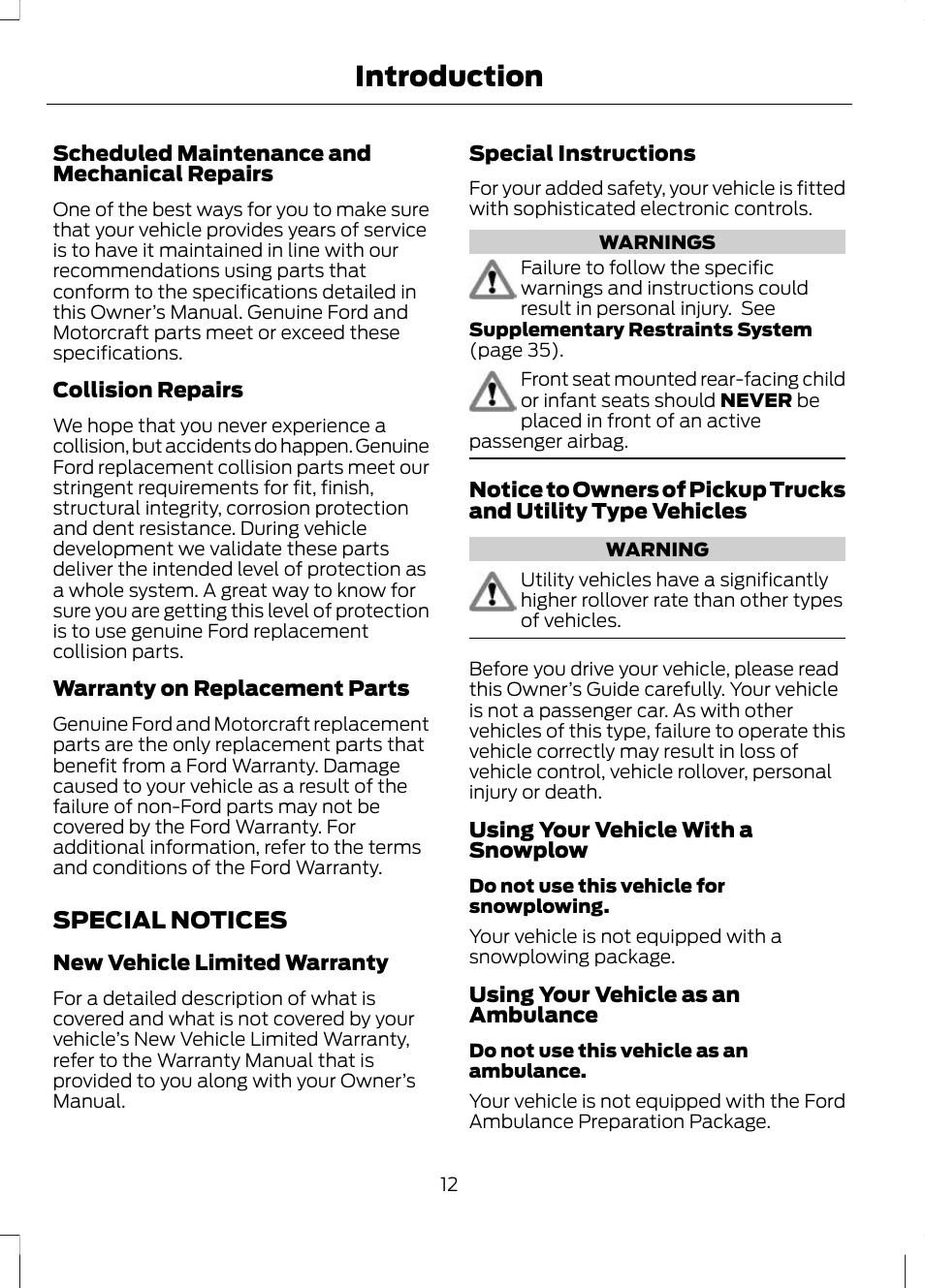 Special notices, Introduction | FORD 2013 Escape v.2 User Manual | Page 15 / 432