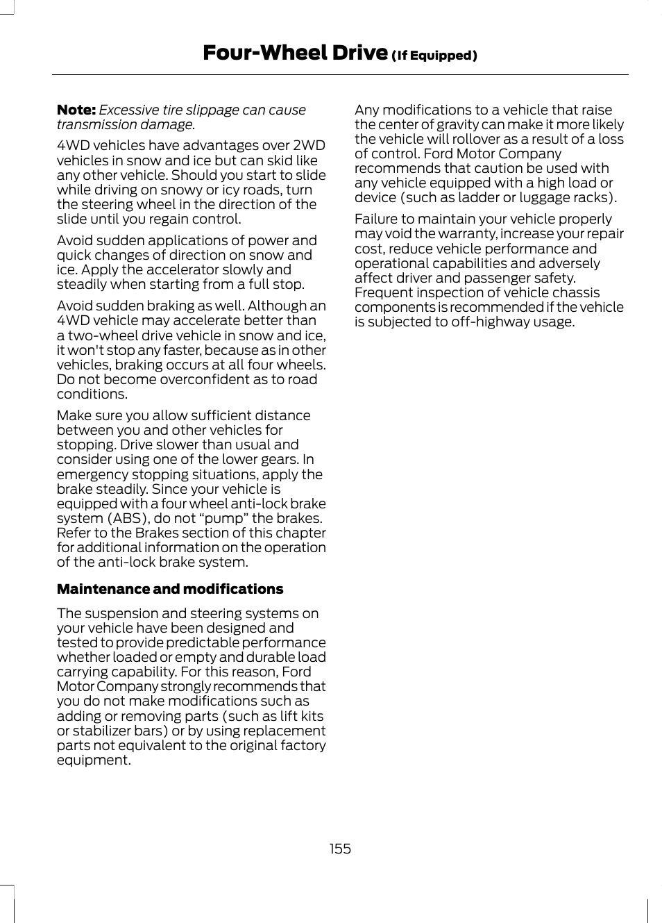 Four-wheel drive | FORD 2013 Escape v.2 User Manual | Page 158 / 432