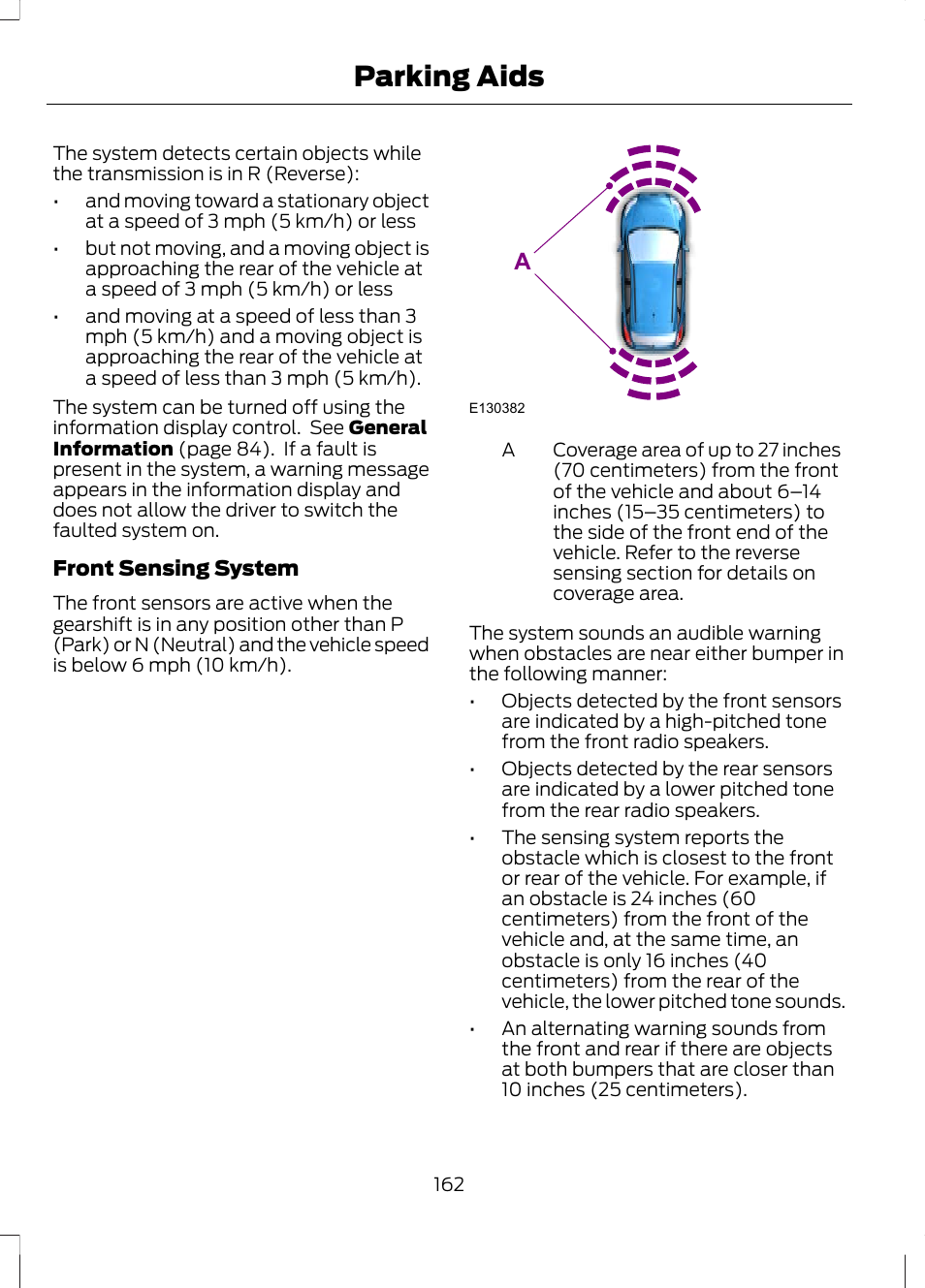 Parking aids | FORD 2013 Escape v.2 User Manual | Page 165 / 432