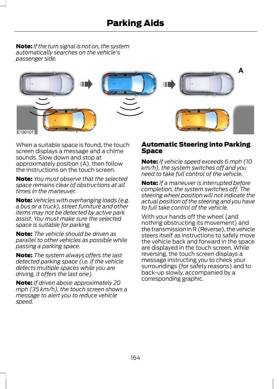 Parking aids | FORD 2013 Escape v.2 User Manual | Page 167 / 432