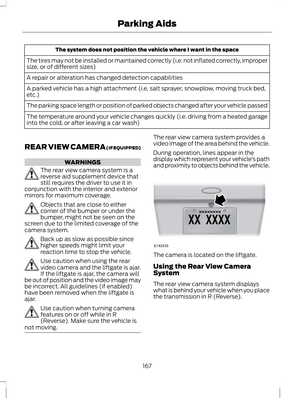 Rear view camera, Parking aids | FORD 2013 Escape v.2 User Manual | Page 170 / 432
