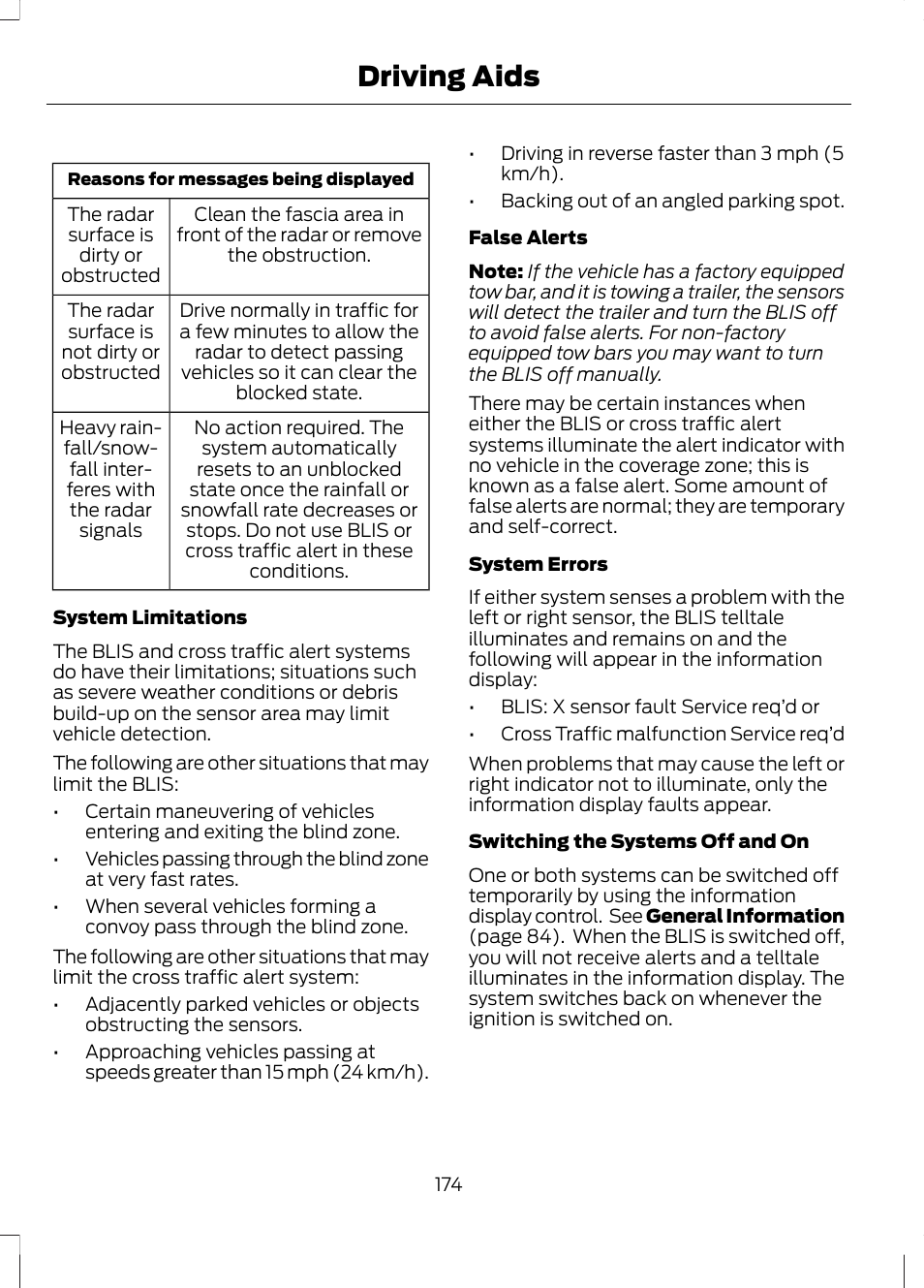 Driving aids | FORD 2013 Escape v.2 User Manual | Page 177 / 432
