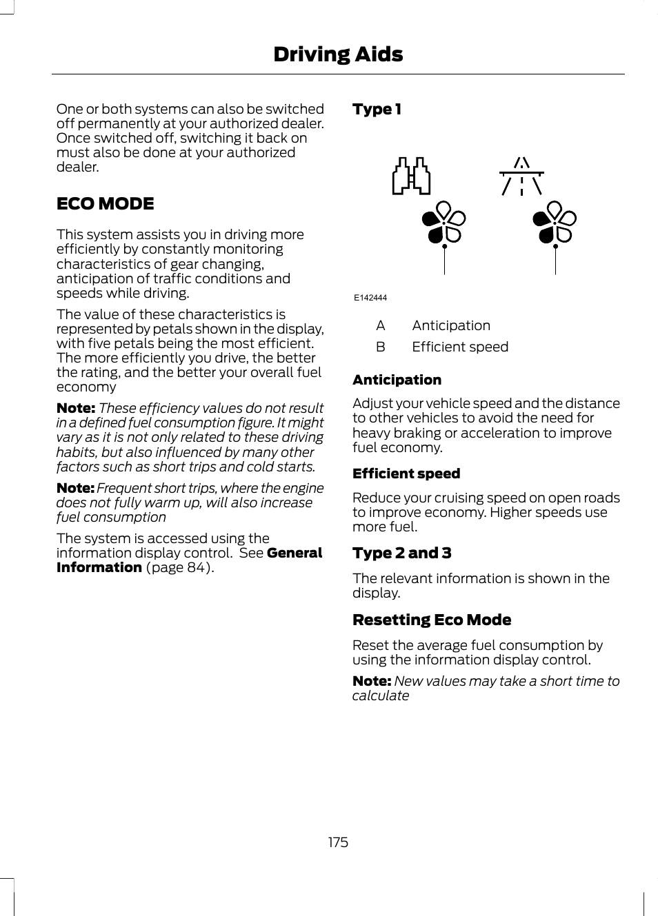 Eco mode, Driving aids | FORD 2013 Escape v.2 User Manual | Page 178 / 432