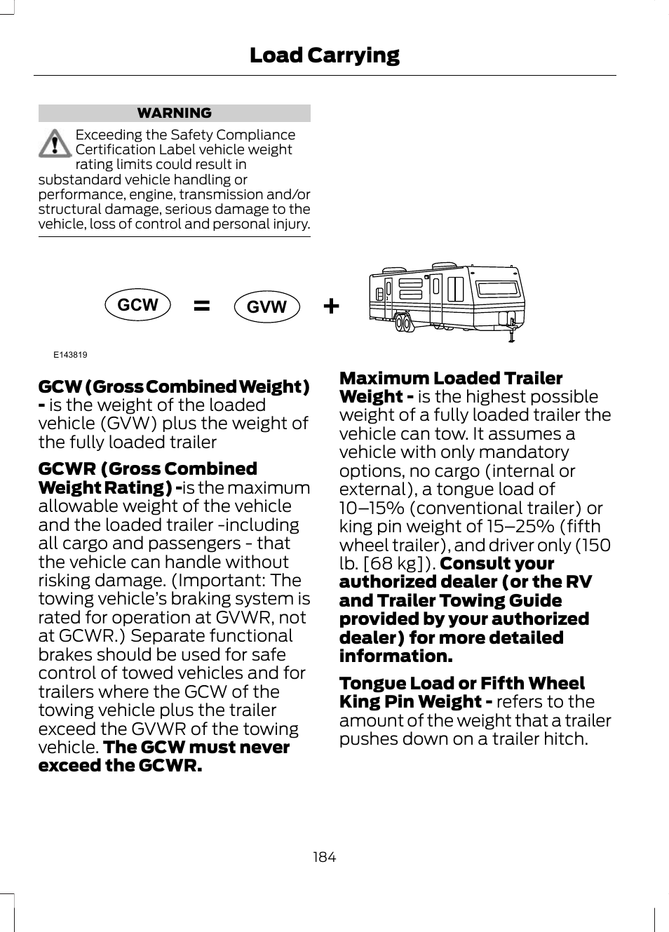 Load carrying | FORD 2013 Escape v.2 User Manual | Page 187 / 432