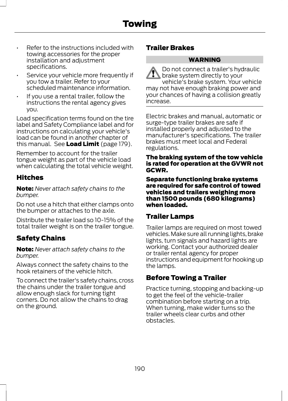 Towing | FORD 2013 Escape v.2 User Manual | Page 193 / 432