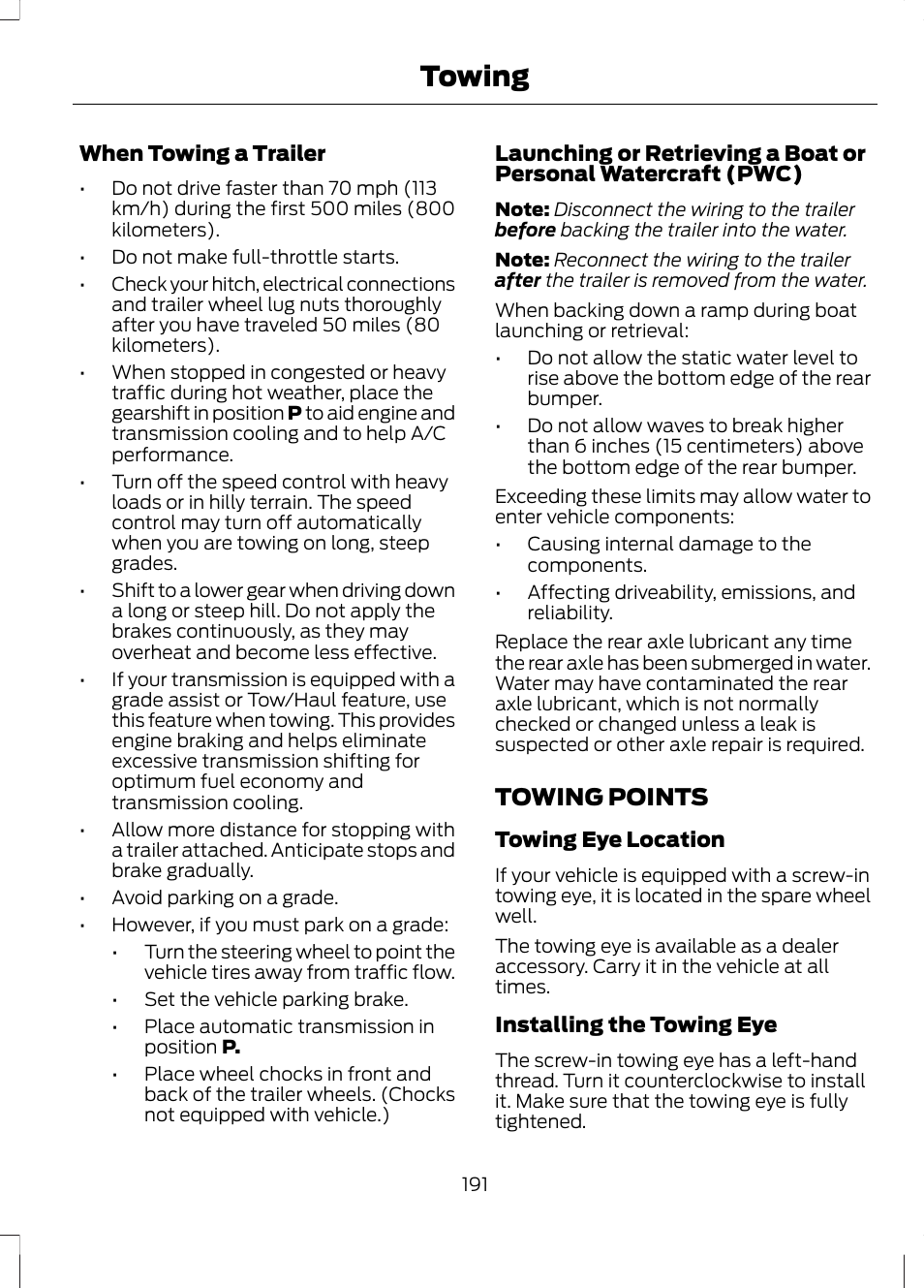 Towing points, Towing | FORD 2013 Escape v.2 User Manual | Page 194 / 432