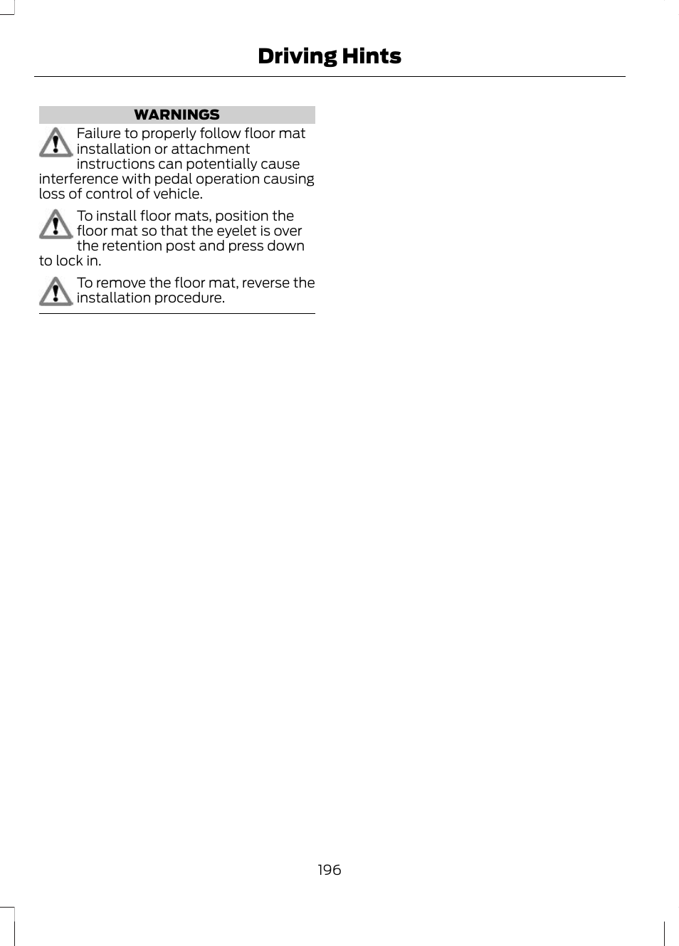 Driving hints | FORD 2013 Escape v.2 User Manual | Page 199 / 432