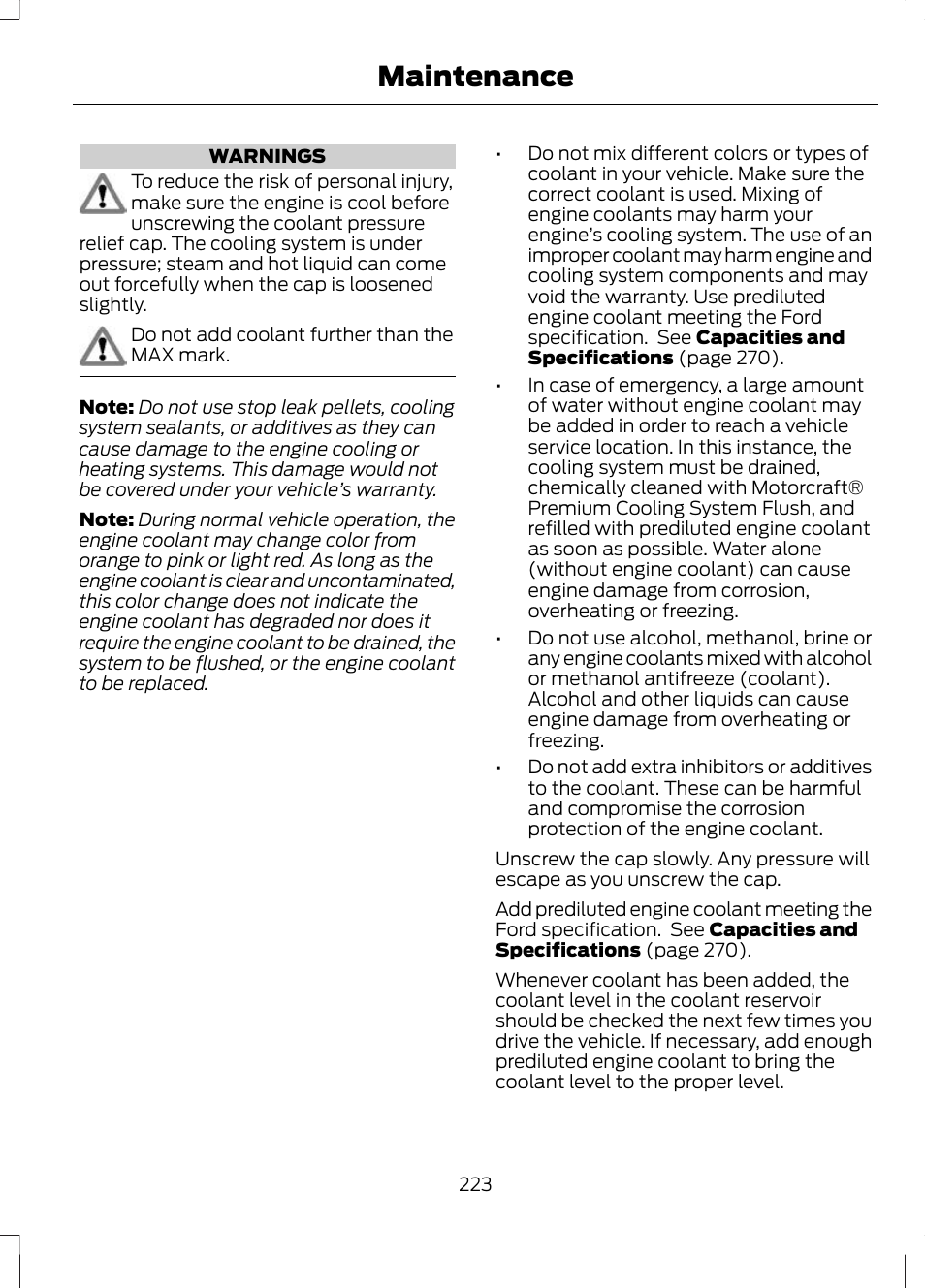 Maintenance | FORD 2013 Escape v.2 User Manual | Page 226 / 432