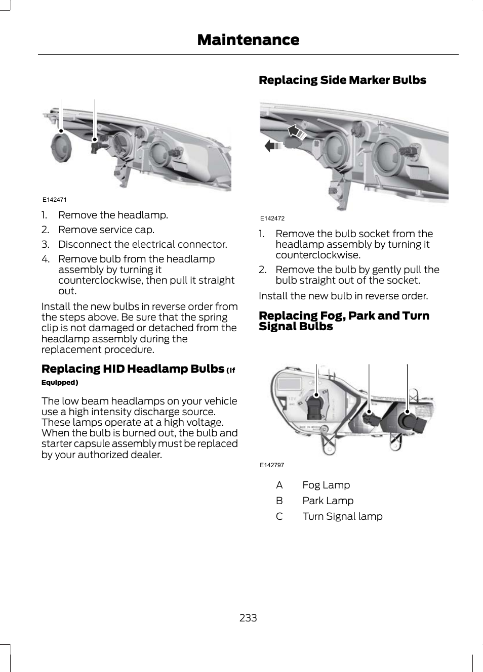 Maintenance, Ab c | FORD 2013 Escape v.2 User Manual | Page 236 / 432