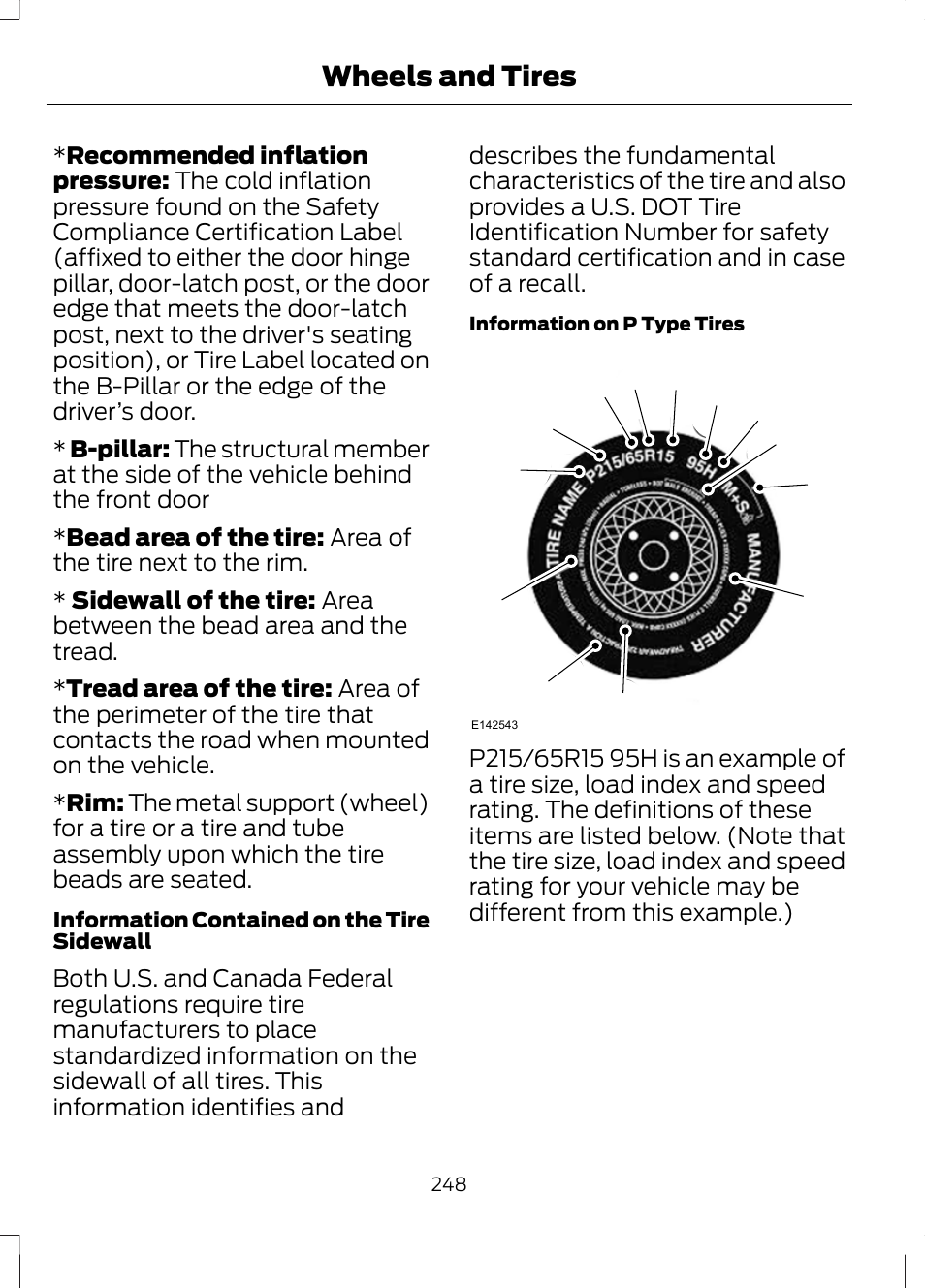Wheels and tires | FORD 2013 Escape v.2 User Manual | Page 251 / 432