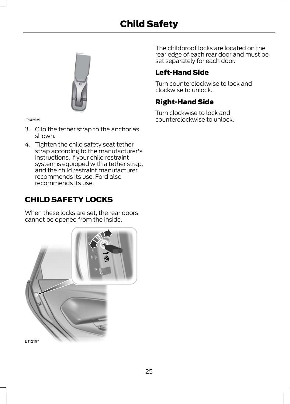 Child safety locks, Child safety | FORD 2013 Escape v.2 User Manual | Page 28 / 432